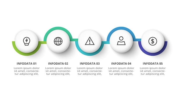5단계 옵션 부품 또는 프로세스 비즈니스 데이터 시각화가 포함된 인포그래픽에 대한 창의적인 개념