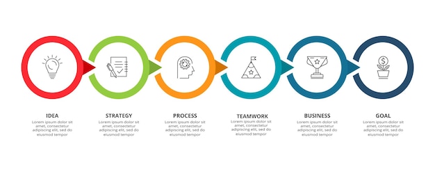 Креативная концепция инфографики с 6 шагами вариантов частей или процессов визуализация бизнес-данных