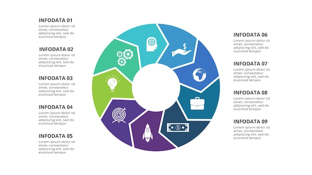 Креативная концепция инфографики с 9 вариантами шагов или процессов визуализация бизнес-данных