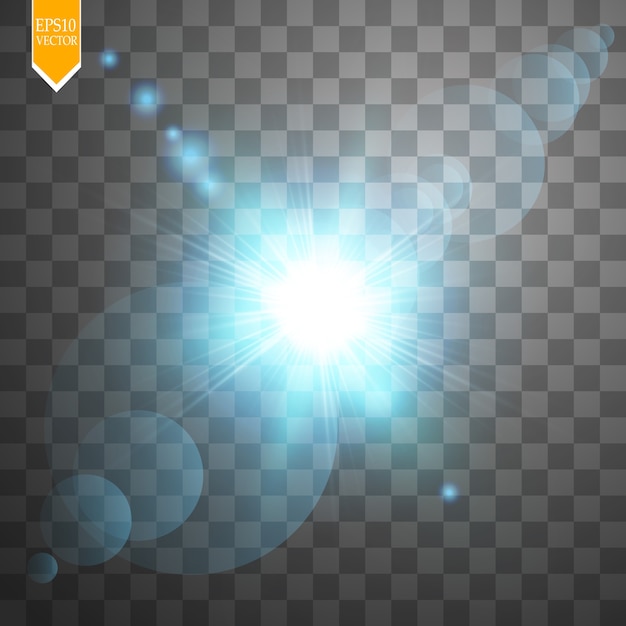 クリエイティブコンセプトグローライトエフェクトスターが透明な背景に輝きを放ちます