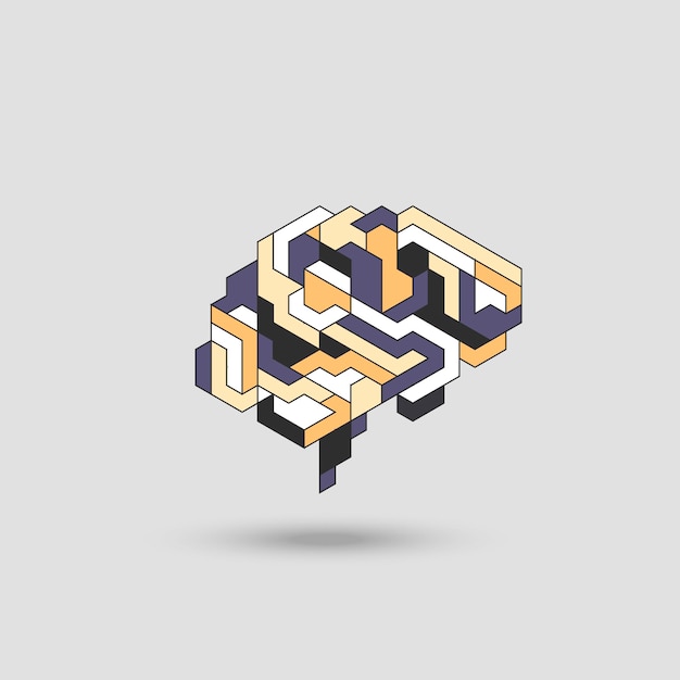 Creative concept human brain Vector mosaic lines vector