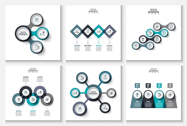Креативная концепция инфографики Абстрактные элементы графической диаграммы с 3, 4, 5 и 6 шагами