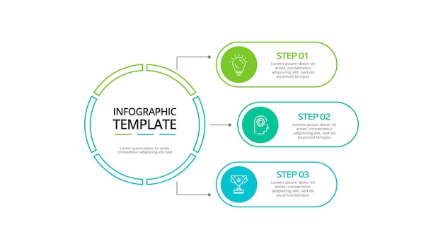 Concetto creativo per infografica con 3 passaggi opzioni parti o processi visualizzazione dei dati aziendali