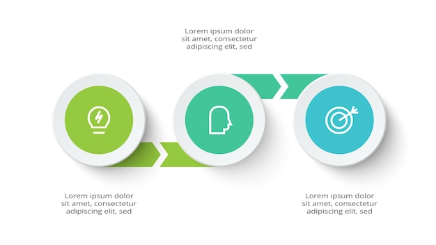 Concetto creativo per infografica con 3 passaggi opzioni parti o processi visualizzazione dei dati aziendali