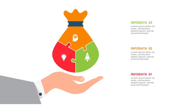 Creative concept for infographic with 3 steps options parts or processes Business data visualization