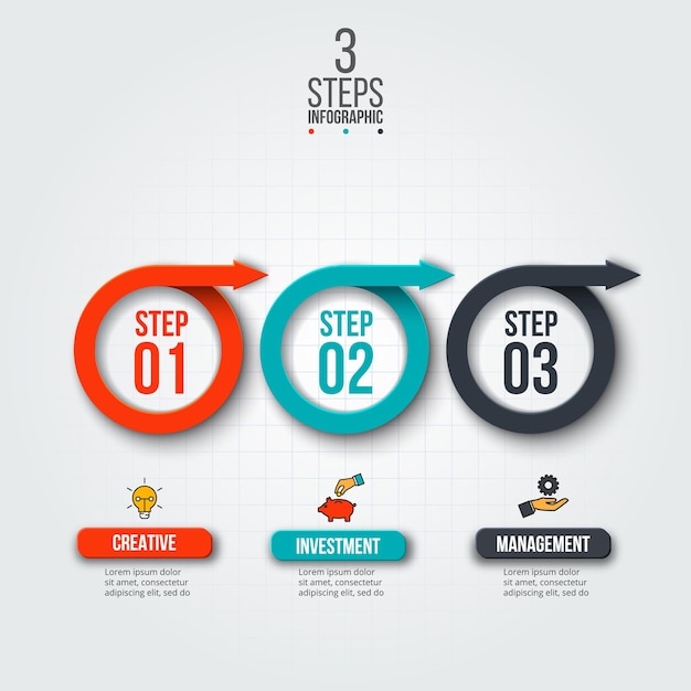 Vector creative concept for infographic with 3 steps options parts or processes