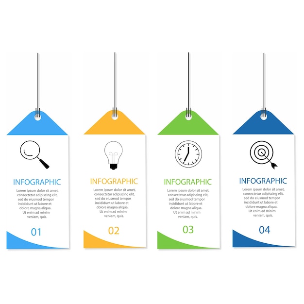 Creative concept for infographic with 4 steps Four colorful graphic elements Timeline design for b