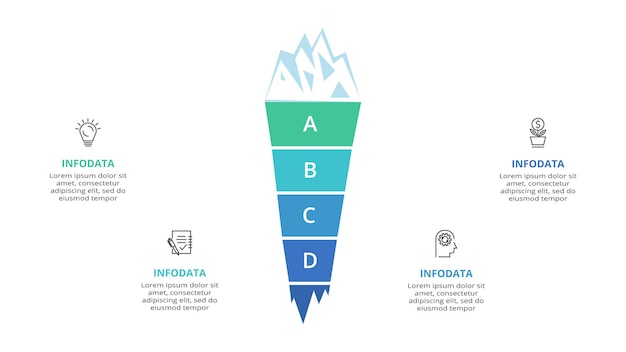 Concetto creativo per infografica con 4 passaggi opzioni parti o processi visualizzazione dei dati aziendali