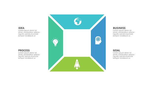 Creative concept for infographic with 4 steps options parts or processes Business data visualization