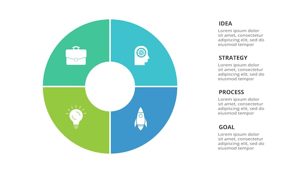 Vector creative concept for infographic with 4 steps options parts or processes business data visualization