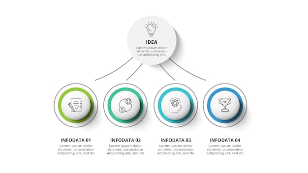 Creative concept for infographic with 4 steps options parts or processes Business data visualization