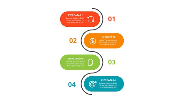 Creative concept for infographic with 4 steps options parts or processes Business data visualization