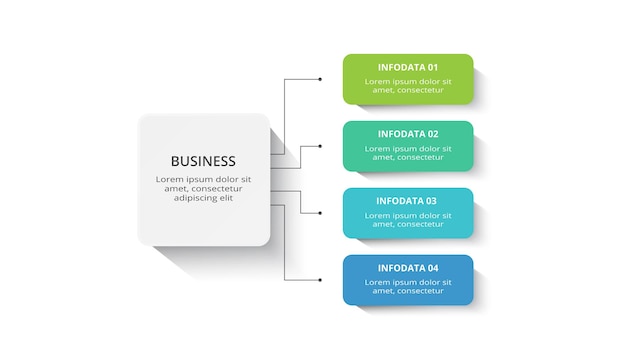 Creative concept for infographic with 4 steps options parts or processes business data visualization