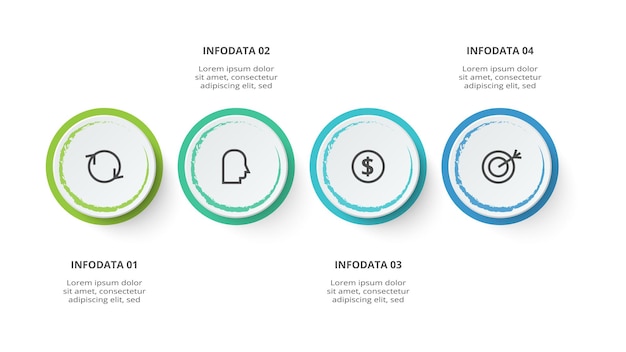 Creative concept for infographic with 4 steps options parts or processes Business data visualization