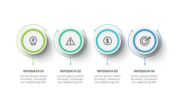 Creative concept for infographic with 4 steps options parts or processes Business data visualization