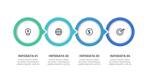 Creative concept for infographic with 4 steps options parts or processes business data visualization