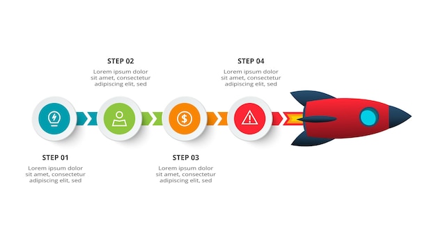 Creative concept for infographic with 4 steps options parts or processes