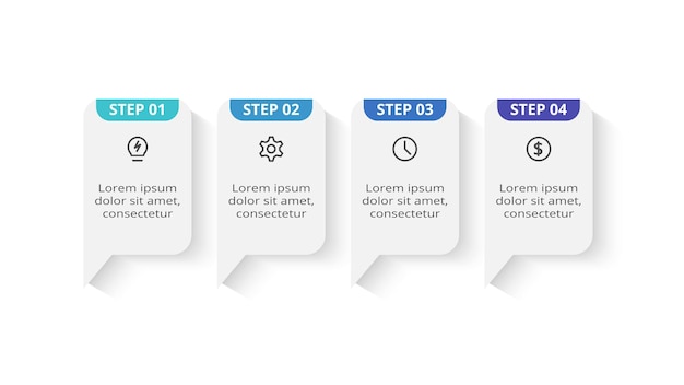 Creative concept for infographic with 4 steps options parts or processes