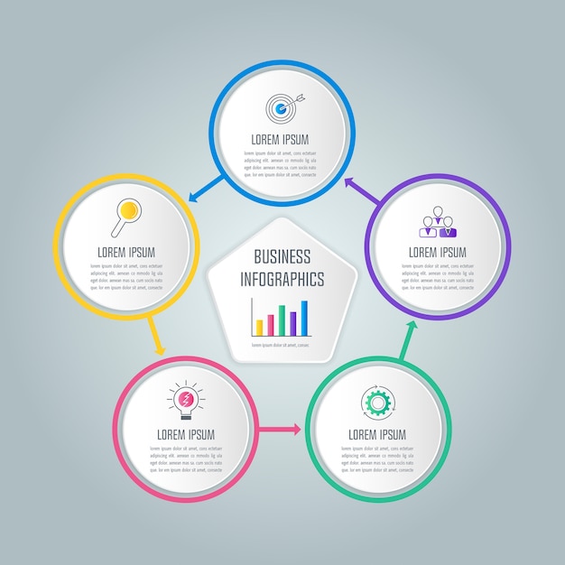 Creative concept for infographic with 5 options.