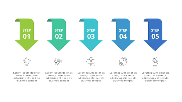 Creative concept for infographic with 5 steps options parts or processes Business data visualization