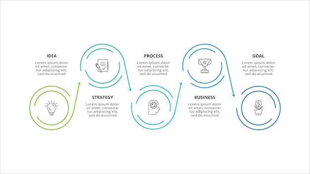 Creative concept for infographic with 5 steps options parts or processes business data visualization