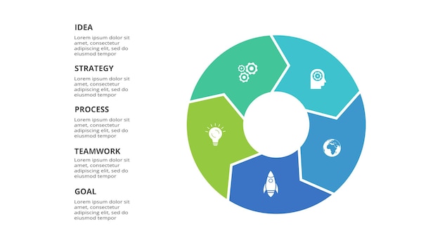 Creative concept for infographic with 5 steps options parts or processes Business data visualization