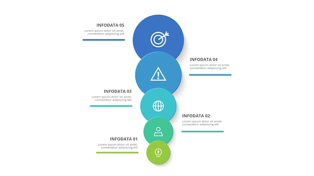5ステップのオプションパーツまたはプロセスを備えたインフォグラフィックのクリエイティブコンセプトビジネスデータの視覚化