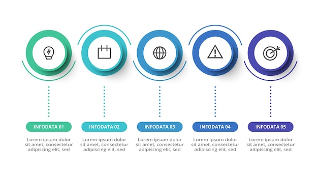 Creative concept for infographic with 5 steps options parts or processes Business data visualization