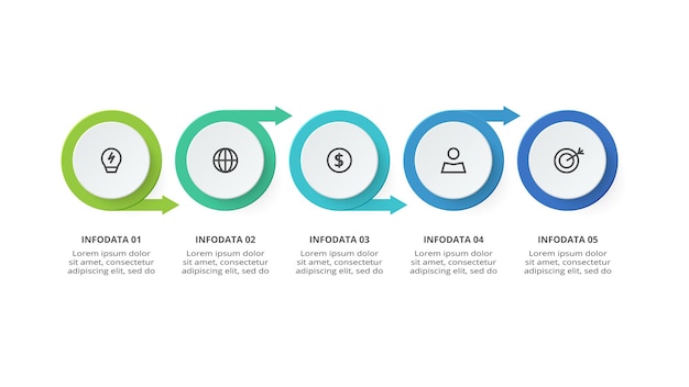 Creative concept for infographic with 5 steps options parts or processes business data visualization