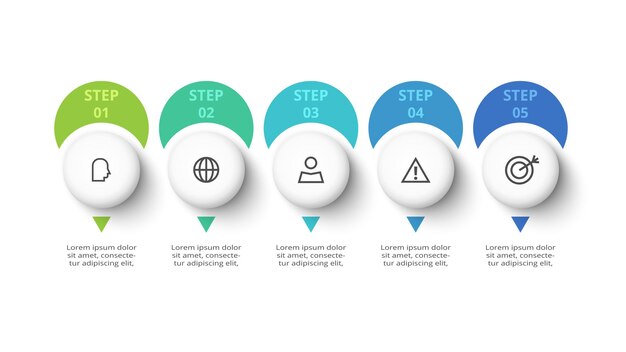 Creative concept for infographic with 5 steps options parts or processes Business data visualization