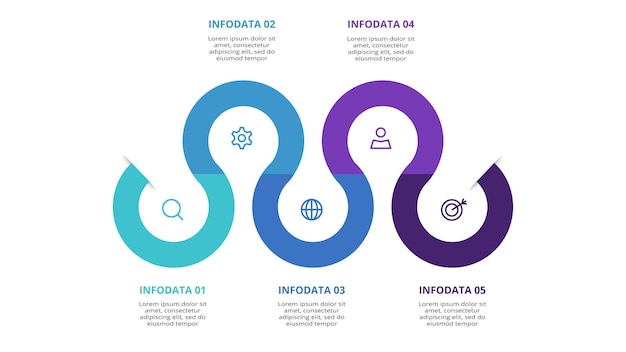 Creative concept for infographic with 5 steps options parts or processes Business data visualization