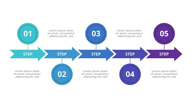 5 つのステップ オプション パーツまたはプロセスを含むインフォ グラフィックのクリエイティブ コンセプト
