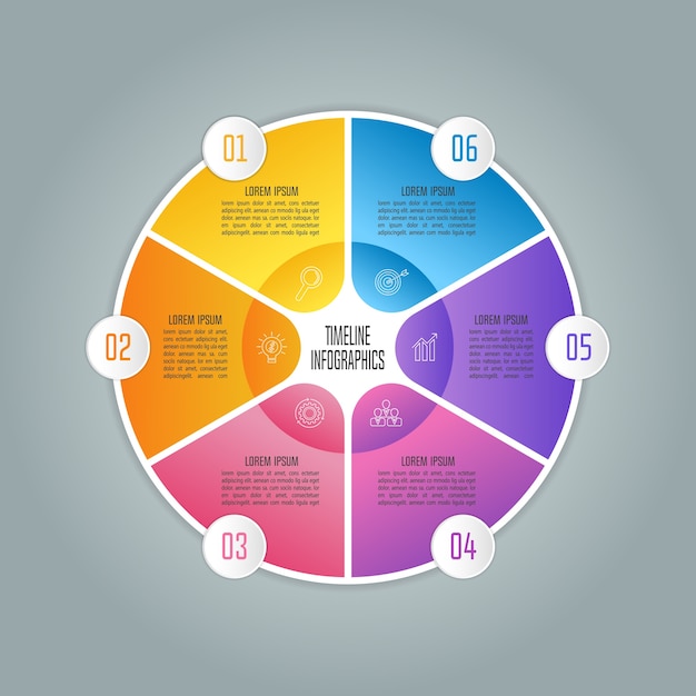 Vector creative concept for infographic with 6 options, parts or processes.