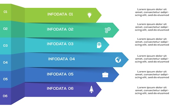 Креативная концепция инфографики с 6 шагами вариантов частей или процессов Визуализация бизнес-данных
