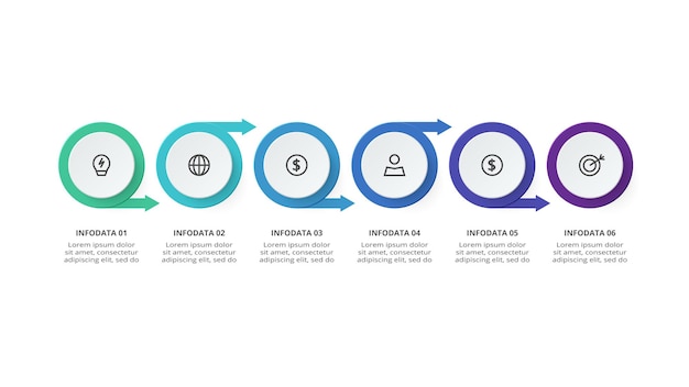 Creative concept for infographic with 6 steps options parts or processes business data visualization