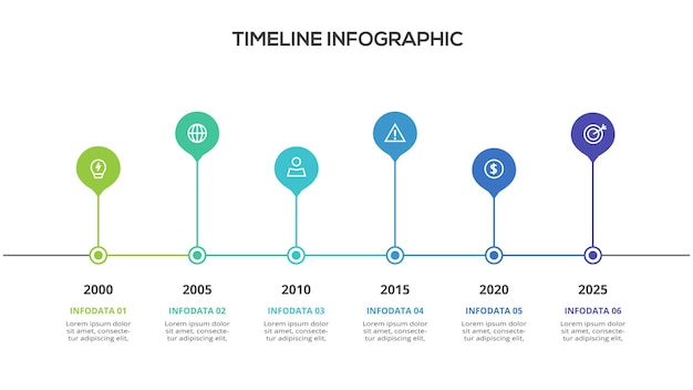 Concetto creativo per infografica con 6 passaggi opzioni parti o processi visualizzazione dei dati aziendali