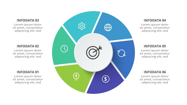 Vector creative concept for infographic with 6 steps options parts or processes business data visualization