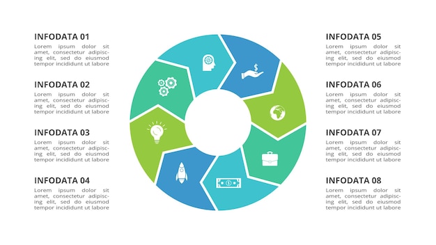 Creative concept for infographic with 8 steps options parts or processes Business data visualization