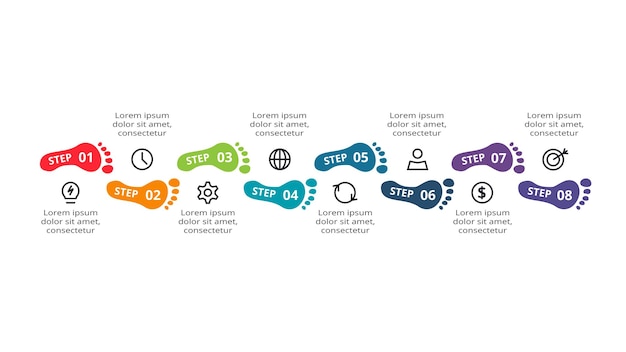 Creative concept for infographic with 8 steps options parts or processes