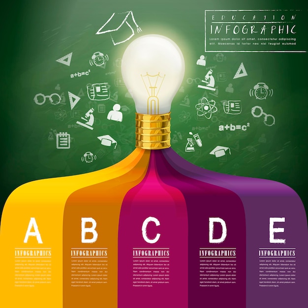 Infografica di concept creativo con elementi di lampadine