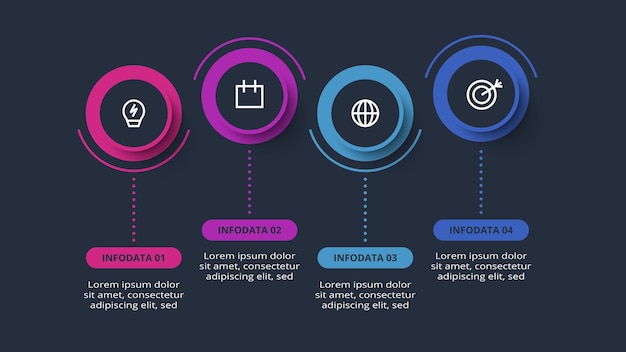 Vettore concept creativo per infografica con parti o processi di opzioni di passaggi