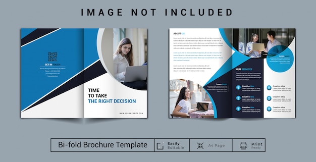 Vector creative corporate bi-fold brochure template