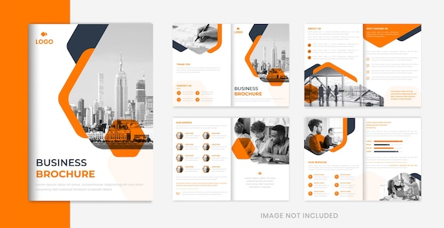 Creative corporate brochure design template orange shapes vector