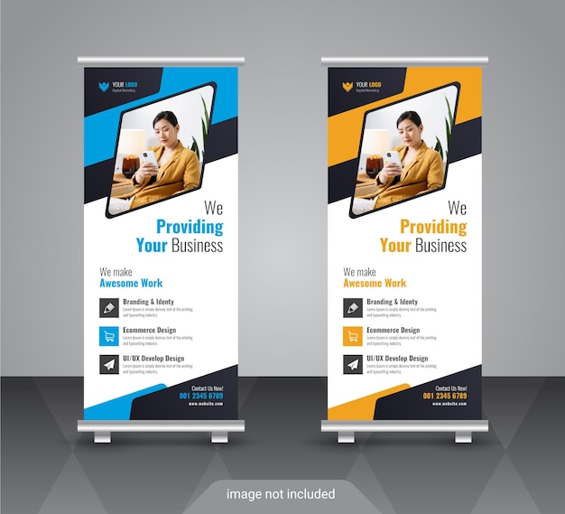 Creative corporate and business colorful roll up banner design template