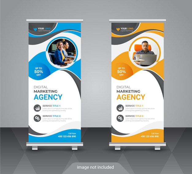 Creative corporate and business colorful roll up banner design template