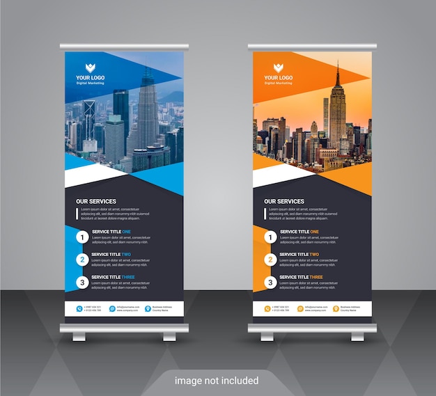 Creative corporate and business colorful roll up banner design template