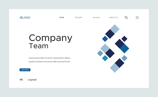Креативный дизайн корпоративной бизнес-landing page с несколькими цветовыми формами