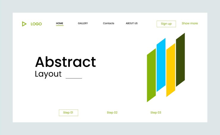 Vector creative corporate business landing page design with multiple color shapes