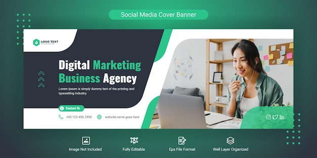 Creative corporate business marketing social media Facebook cover banner post template