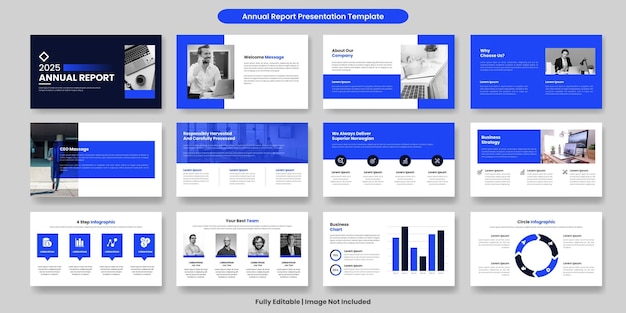 Modello di diapositiva di presentazione powerpoint aziendale creativo o layout del rapporto annuale